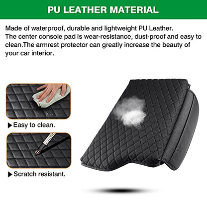 Custom Fit for Center Console Cover Hyundai Palisade 2020 2021 2022 2023 2024 2025 2026 Armrest Cover Center Console Pad PU Leather Armrest Seat Box Cover Protector with Pockets Storage Bag (For Hyundai Palisade 2020-2026)