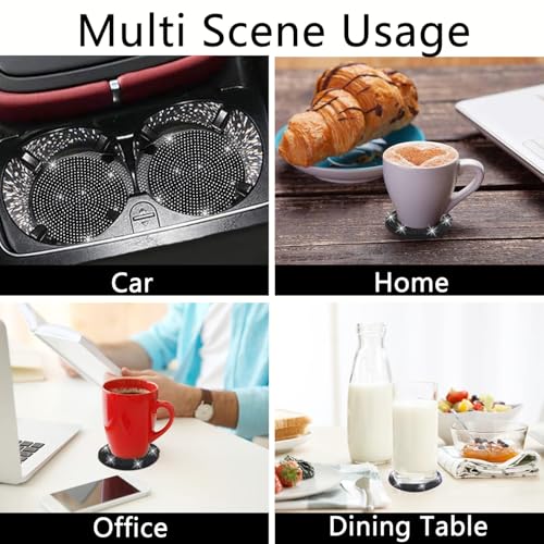 4pcs Bling Car Cup Holder Coaster (Black / 4pcs)