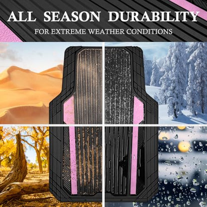 Heavy Duty Rubber Car Mats Metallic (Black Light Pink)