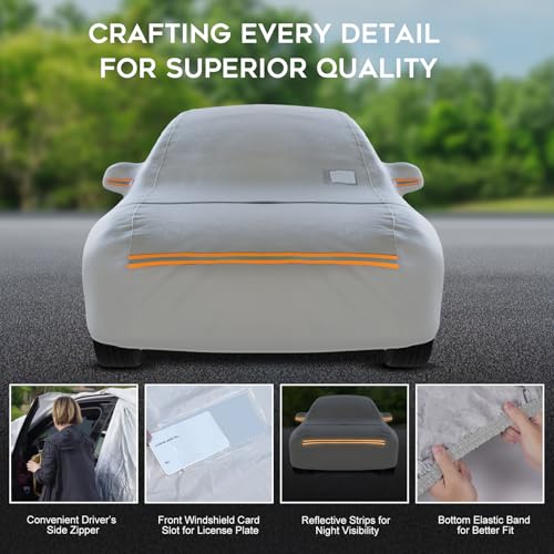 Heavy Duty Sedan Car Cover Waterproof All Weather for Automobiles (Silver / Fit Sedan-Length (Up To 169"))