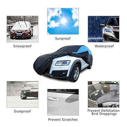 Waterproof Car Cover All Weather Snowproof UV Protection Windproof Outdoor Full car Cover (Fit Suv Length(191- 201 Inch) / Blue)