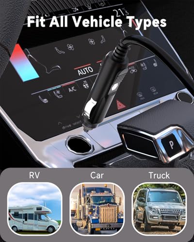 Car Charging Cable Compatible with Jackery Anker EcoFlow 16AWG Car Cigarette Lighter Charger to 6 in 1 Cable Cigarette Lighter Charging for Portable Power Station