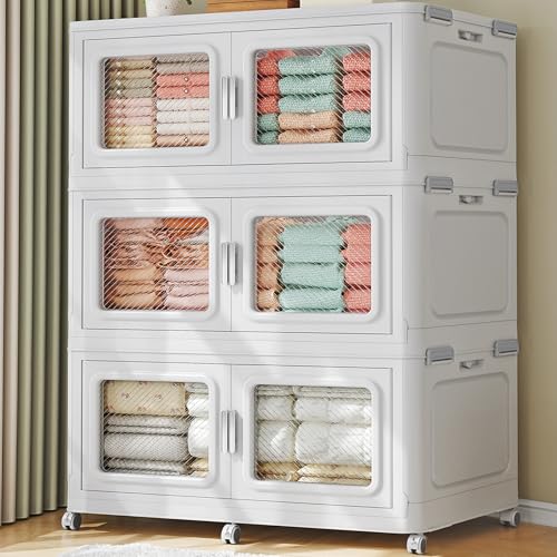 660 Qt Extra Large Stackable Storage Bin with Lid (White / 220QT-3pack)