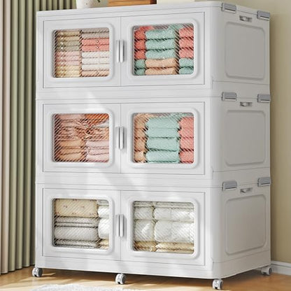 660 Qt Extra Large Stackable Storage Bin with Lid (White / 220QT-3pack)