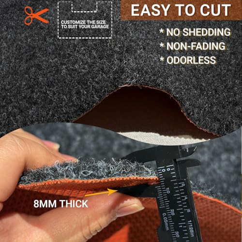 Oil Car Mat for Garage Floor Large 8MM Thick Heavy Duty Rubber Back (98"L x 79"W x 0.3"Th)