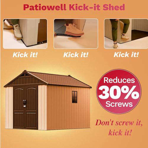 8x10 FT Resin Outdoor Storage Shed with Floor (Beige / 8 X 10 FT)