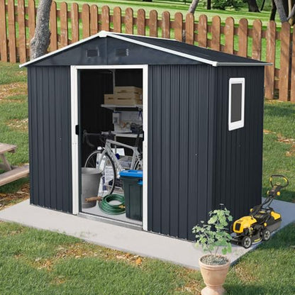 4x8 FT Outdoor Storage Shed (4x8 FT/Window / Black)