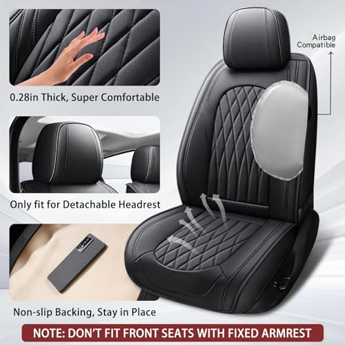 Nappa Faux Leather Car Seat Covers Full Set (Black / Front Pair)