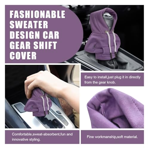 Car Gear Shift Hoodie Auto Shifter Knob Cover (Purple / 1 Pcs)