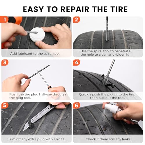 Flat Tire Repair Kit with Plugs 16 Pcs (Grey / 16pcs)