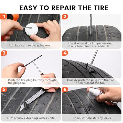 Flat Tire Repair Kit with Plugs 16 Pcs (Grey / 16pcs)