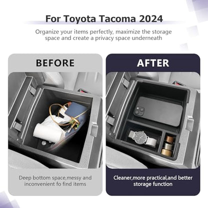 2025 2026 Tacoma Center Console Organizer Fit for 2024 2025 2026 Tacoma Accessories Armrest Storage Box Armrest Organizer Insert Tray Armrest Console Organizer