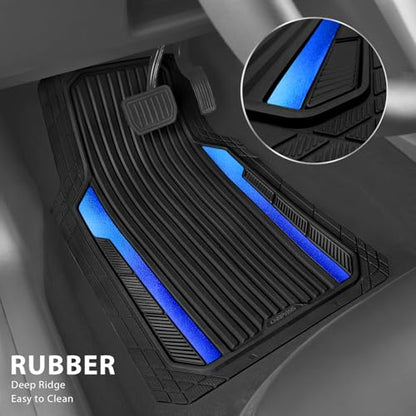 Heavy Duty Rubber Car Mats Metallic (Black Blue)