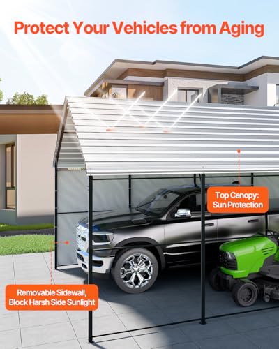 Heavy Duty Metal Carport (White / 13x26ft)
