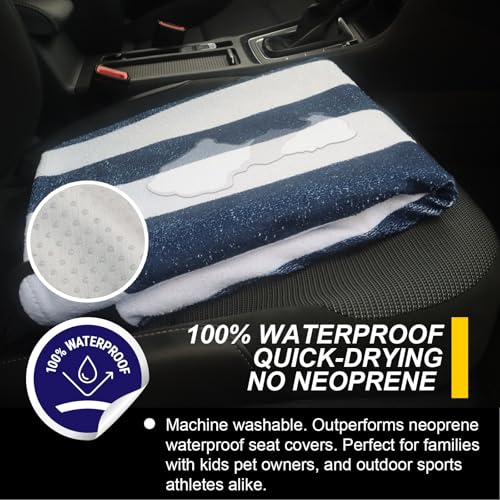 Back Seat Cover for Car Trucks Van SUV Jeep (Rear Bench Seat Towel / Blue Stripe)