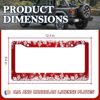 Red Christmas Ice Snowflake License Plate Frames (Red Christmas Ice Snowflake)