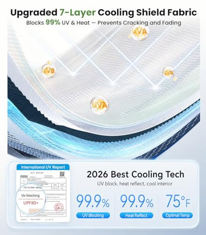 Windshield Sun Shade Umbrella [99% UV Protection (Large 64" L x 32" W)