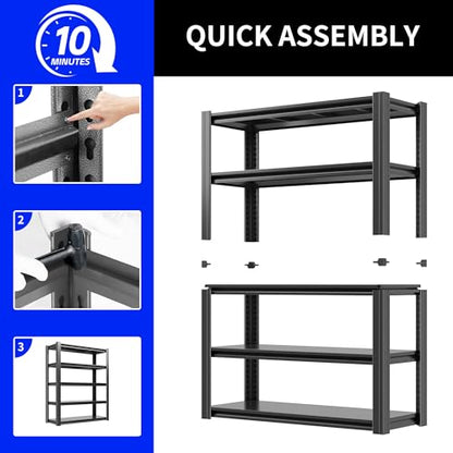 Metal Storage Shelving (Black / 5 Tier - (15.7"D x 31.5"W x 63"H))
