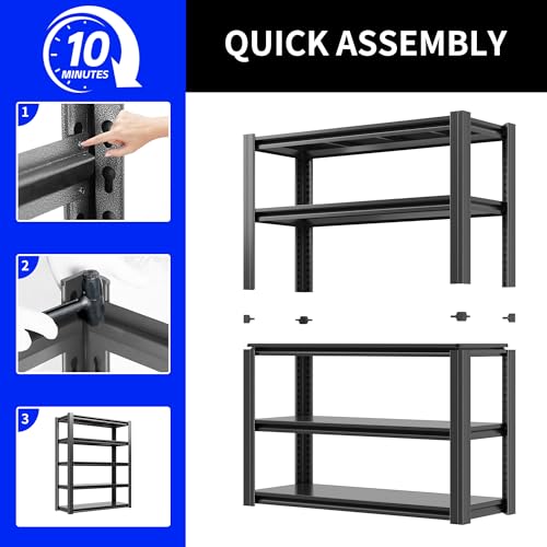 Metal Storage Shelving (Black / 5 Tier - (12"D x 27.6"W x 60.8"H))