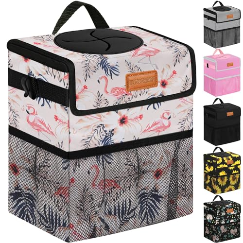 Leak Proof Car Trash Can with Lid Flamingo (Flamingo / 2 Gallons)