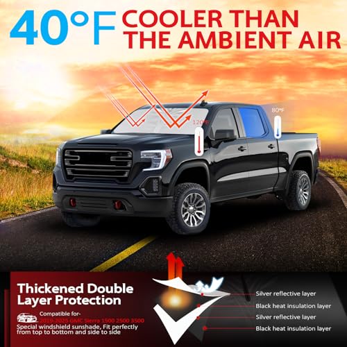 Windshield Sun Shade for 2019 (for Silverado/GMC Sierra 1500 2500 3500 2019-2026)