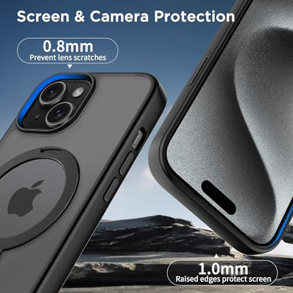 Magnetic Case for iPhone 15 with Stand (6.1" (for iPhone 15) / Matte Black)
