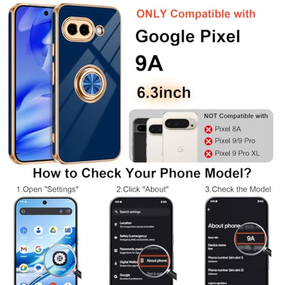 for Google Pixel 9A Case with Ring Stand Blue (Blue / 6.3'' Pixel 9A)