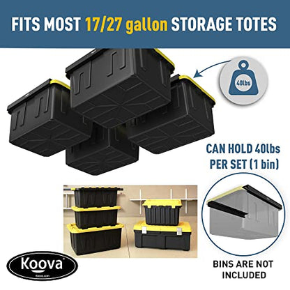 Heavy Duty Overhead Garage Storage Rack for 4 Bins. Adjustable Width (4 Bin)