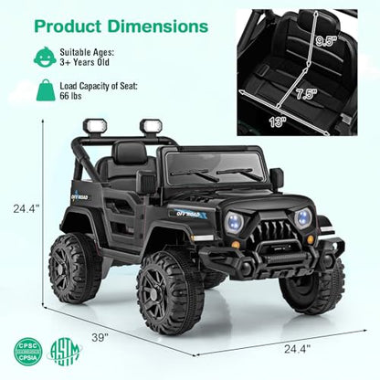 12V Kids Ride on Truck Car (Black)