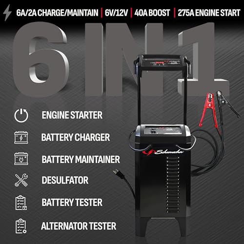 Wheeled 6A Car Battery Charger & Maintainer (125/275A)