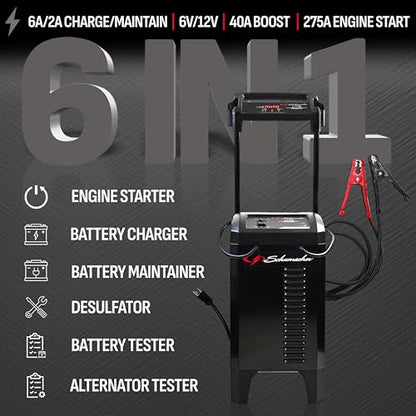 Wheeled 6A Car Battery Charger & Maintainer (125/275A)