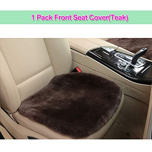 Genuine Sheepskin Car Seat Cover for Fuzzy Soft Fur Wool Cushion (Teak)