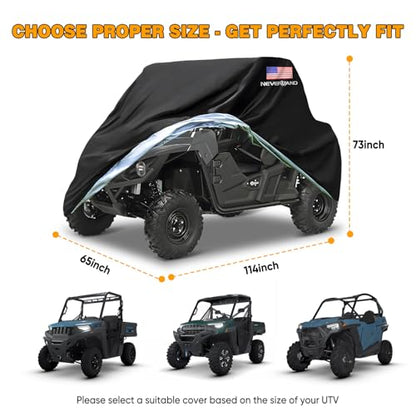 UTV Cover Heavy Duty 300D Waterproof Outdoor Storage 2 (up to 114"L (American Flag))