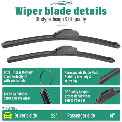 Windshield Wiper Blades Replacement for Toyota Corolla Hatchback 2019 (28" 14" 12")