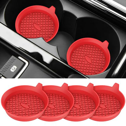 Car Cup Holder Coasters [4 Pack] Silicone Cups Mats (4 Pack-red)