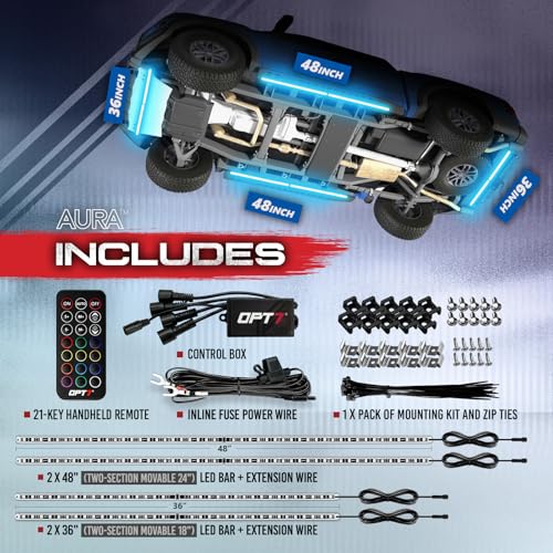 Aura RGB Aluminum Truck Underglow Kit with Remote Control (2. Truck/SUV/Van / RGB)