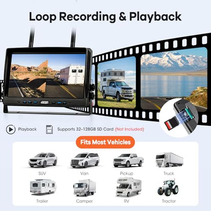 10.1" 2 Magnetic Solar Wireless Backup Camera (10 Inch)