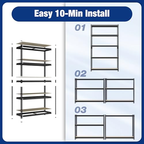 5 Tier Storage Shelf (Black / 35.4"W x 15.7"D x 72"H)