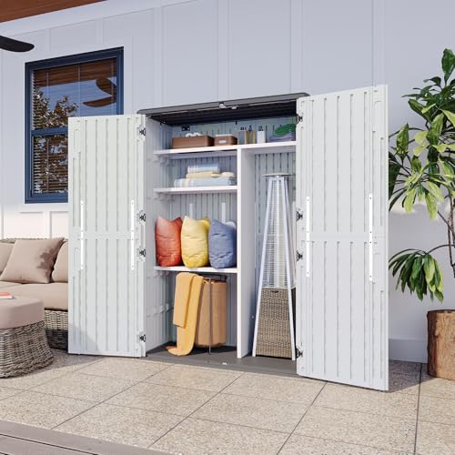 64 Cu.Ft Resin Storage Shed with Metal Shelving Kit & Floor (White / 64 Cu.Ft)