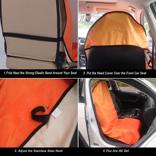 Car Seat Cover Protector Front Seats (2Pcs Front Seat Towel / Orange)