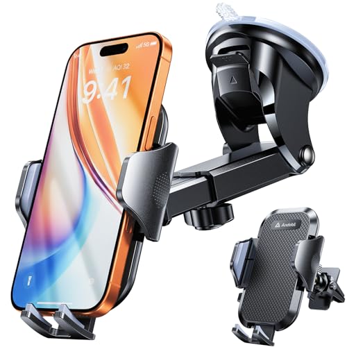 Military Grade Phone Holders for Your Car 【89+ LBS Strongest Suction & Metal Clip】 2026 Ultimate Car Phone Holder (Black)