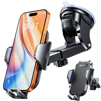 Military Grade Phone Holders for Your Car 【89+ LBS Strongest Suction & Metal Clip】 2026 Ultimate Car Phone Holder (Black)