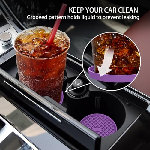 Car Cup Coasters [4 Pack] Silicone Car Coasters (4pack-deep Purple)