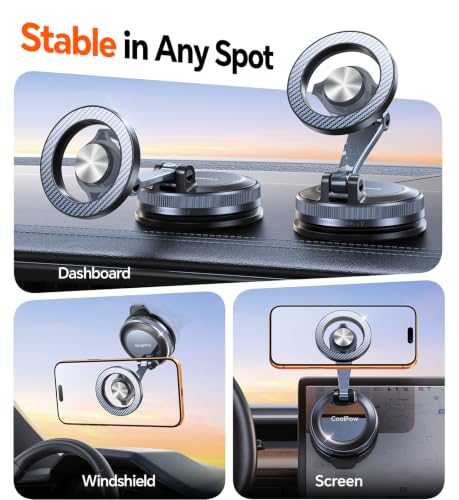 for MagSafe Car Mount【Windshield+Vent+Dash】Magnetic Phone Holder for Car Phone Holder Mount Cell Phone Holders for Your Car Accessories Suction Phone Mount for Car Truck Stand for iPhone 17 16 (Carbon Fiber)