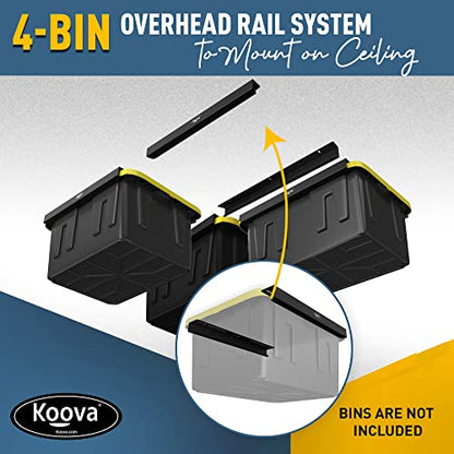 Heavy Duty Overhead Garage Storage Rack for 4 Bins. Adjustable Width (4 Bin)