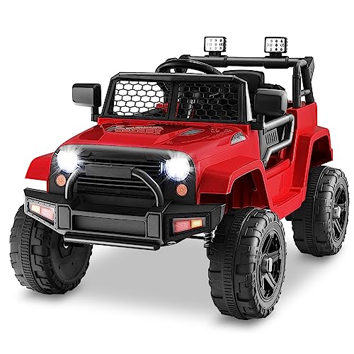 Ride on Car 12V Battery Powered Truck Vehicle with Remote Control (Red / 39" x 26" x 26")