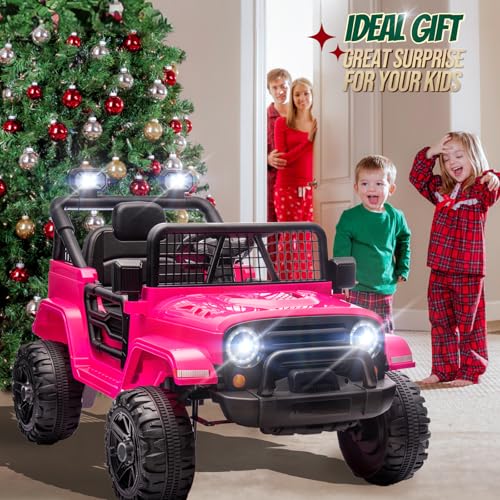 12V Kids Ride on Truck with Remote Control (Hot Pink)