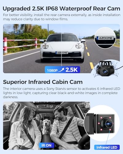 M550 Max 4K 3 Channel Dash Cam Front and Rear Inside (Black)