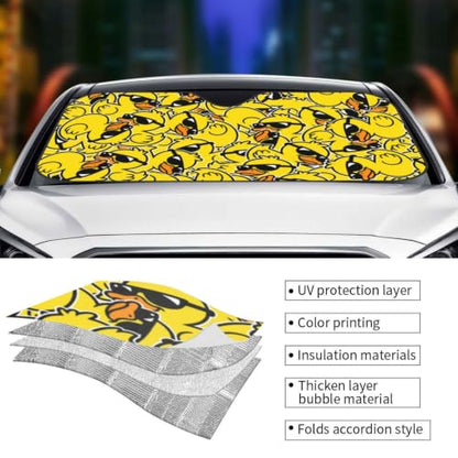 Duck Car Windshield Sunshade Front Window Sun Visor Protector Foldable Shield Cover for Truck SUV (Black10 / Small)
