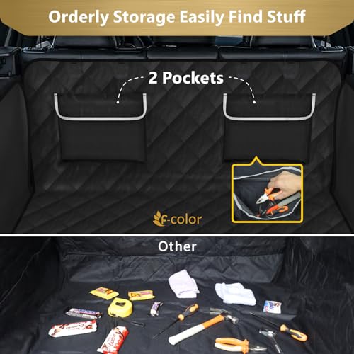 SUV Cargo Liner for Dogs (Black with Pockets / Large Extended (With Flaps) 93")